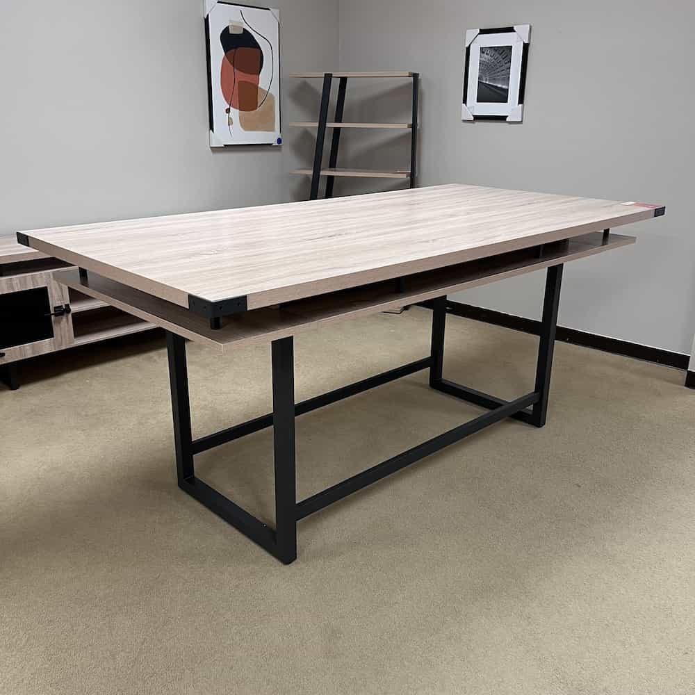 safco mirella collection conference table sand dune laminate with grey metal accents