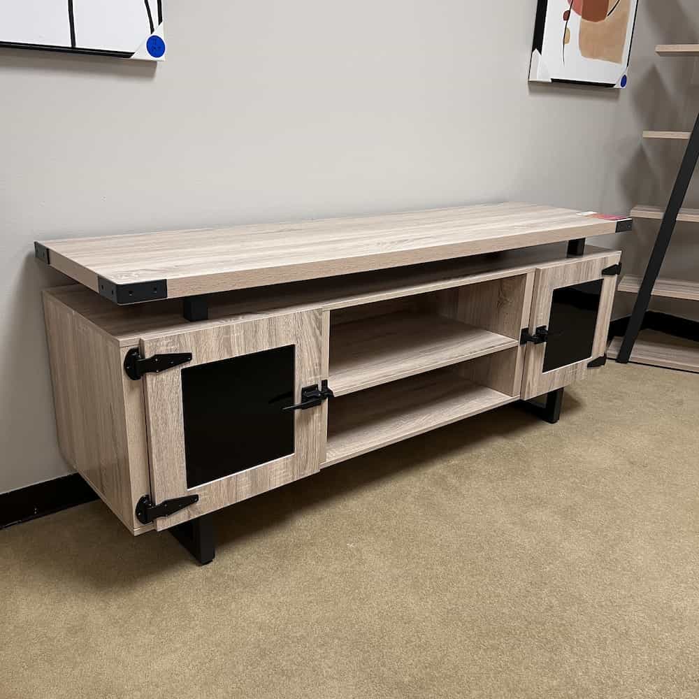 safco mirella collection credenza console sand dune laminate with grey metal accents