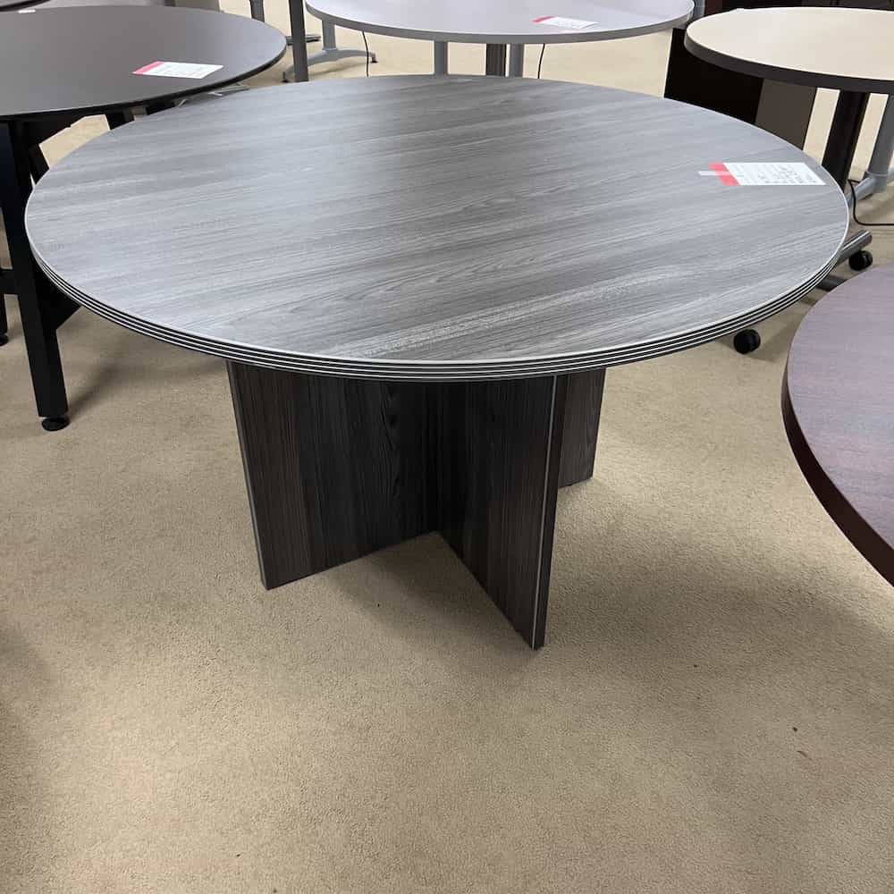 samoa grey break room table round laminate with x base