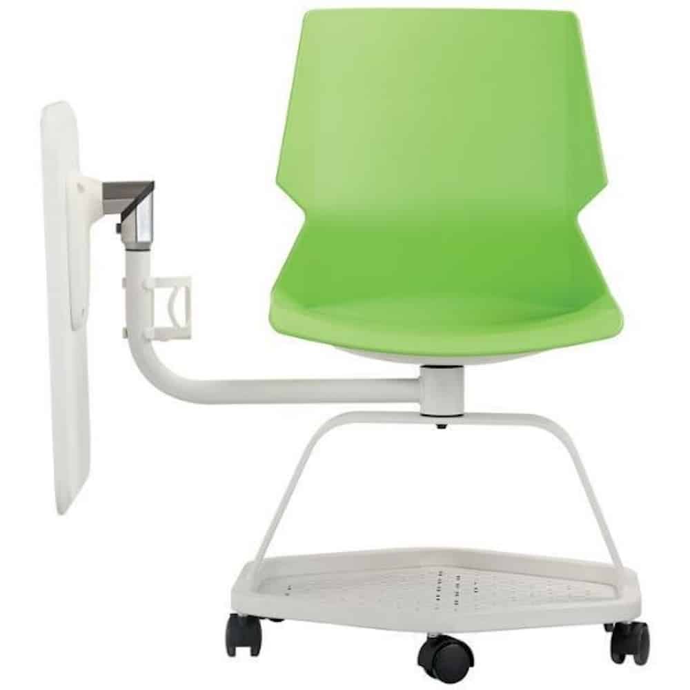 scholar collection mobile student chair in lime green and white with black castor wheels