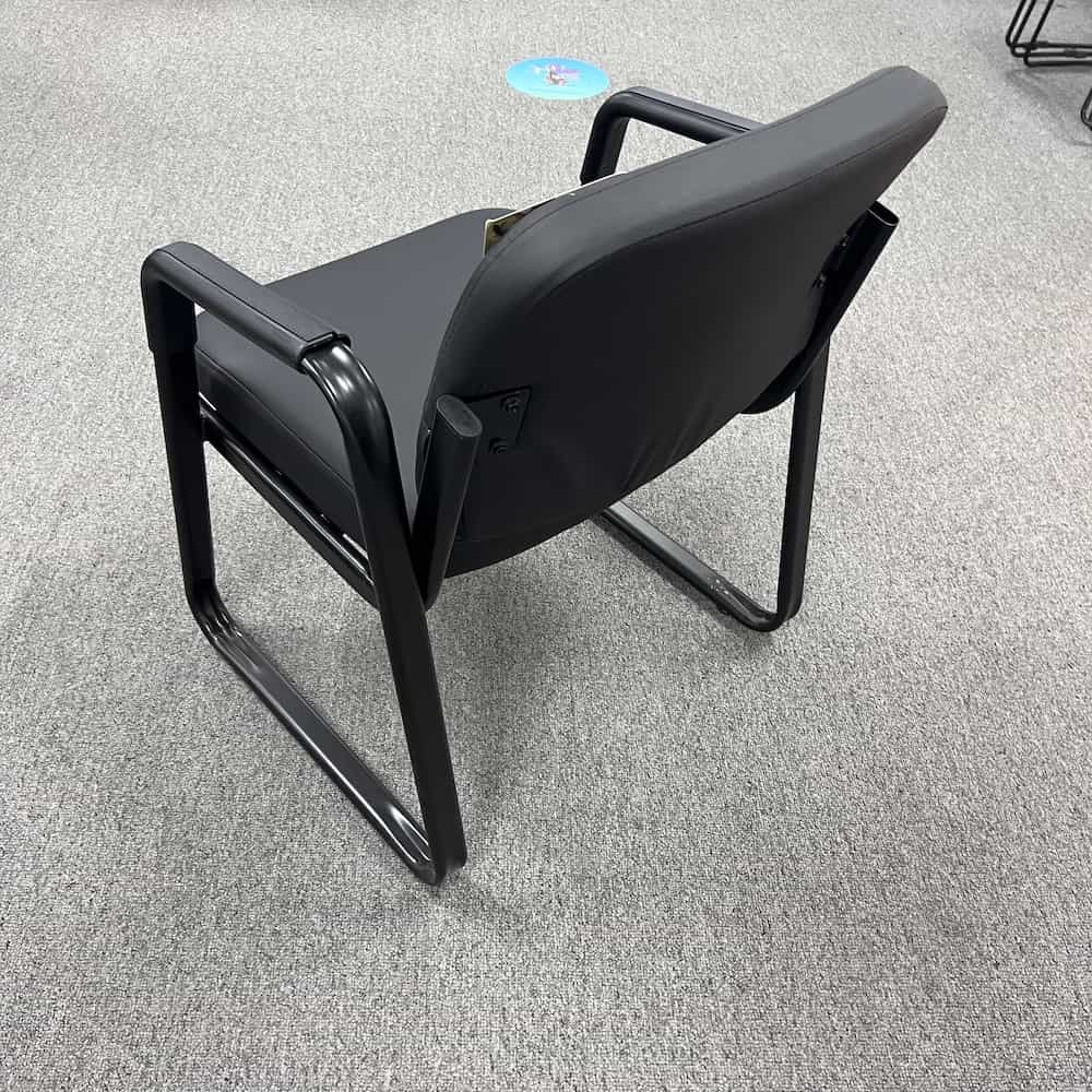 Black Lobby Guest Sled Chair vinyl lorell