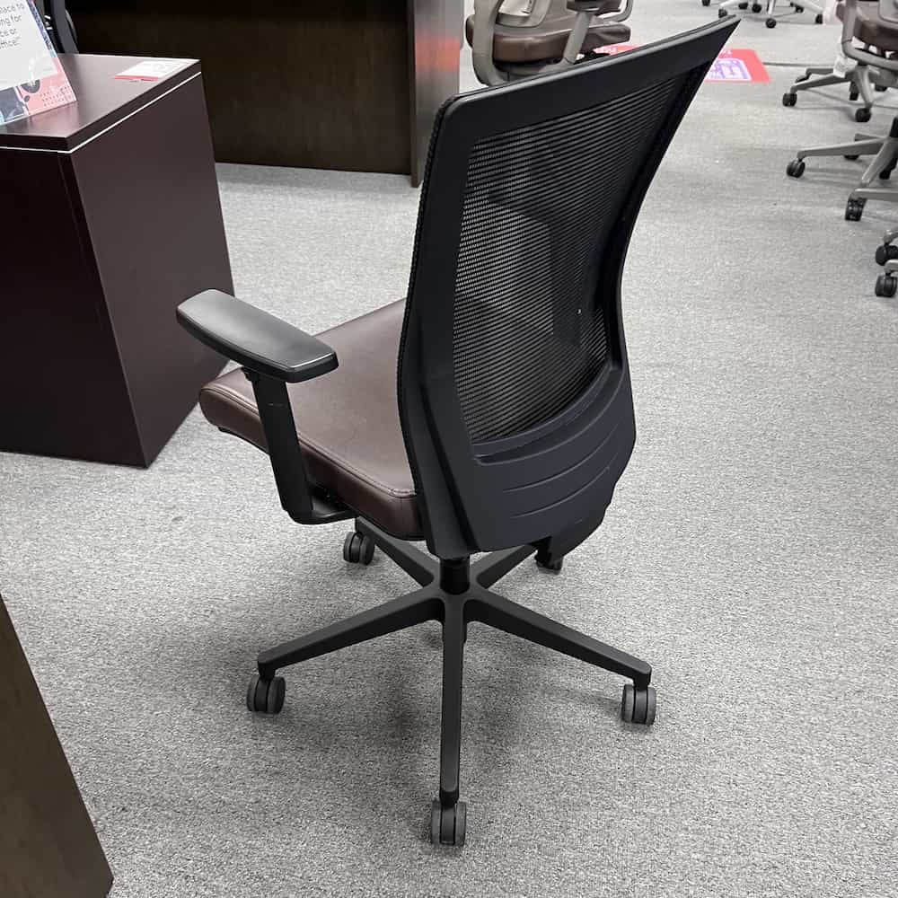 brown seat, black mesh back task chair used