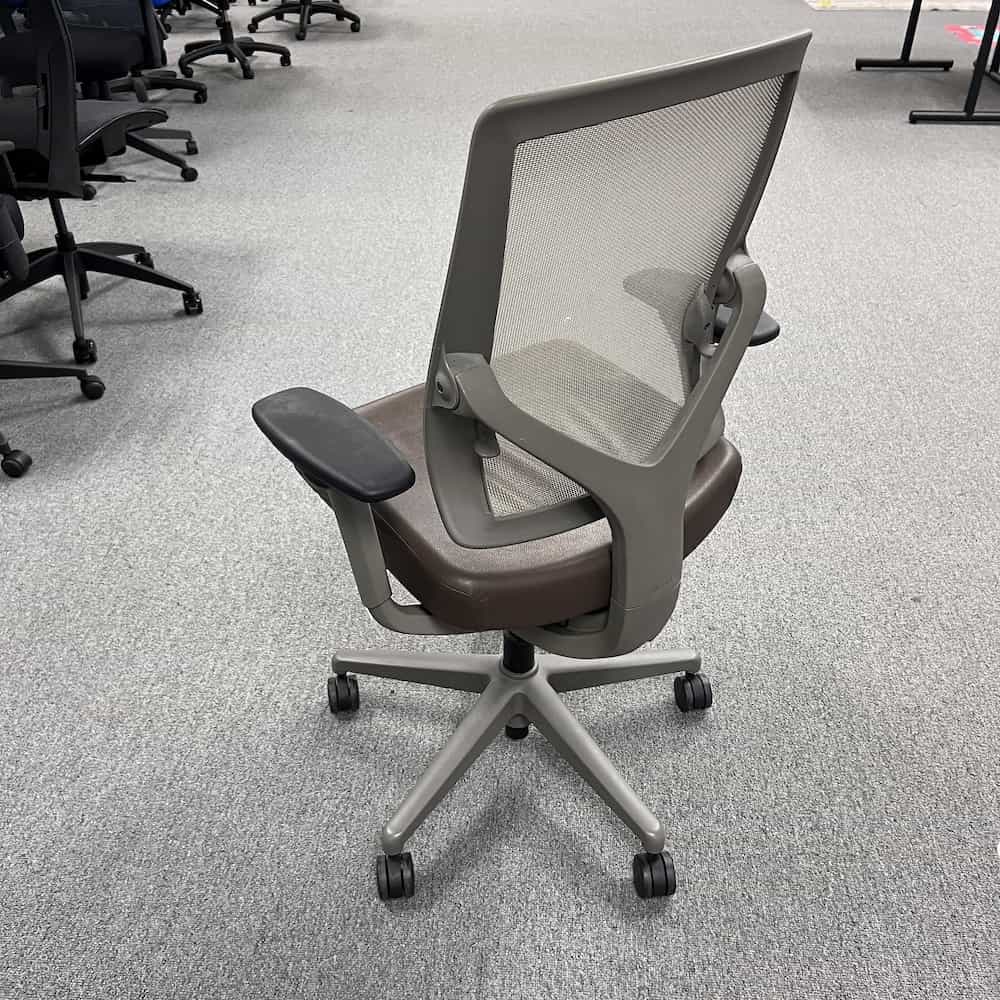 brown seat, grey mesh back task chair used allsteel