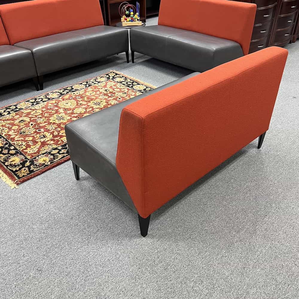 red and taupe coalesse steelcase contemporary bench