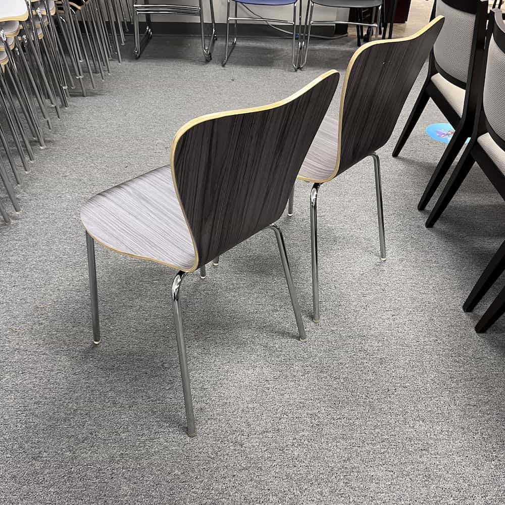 grey veneer wood molded chairs with chrome legs modern
