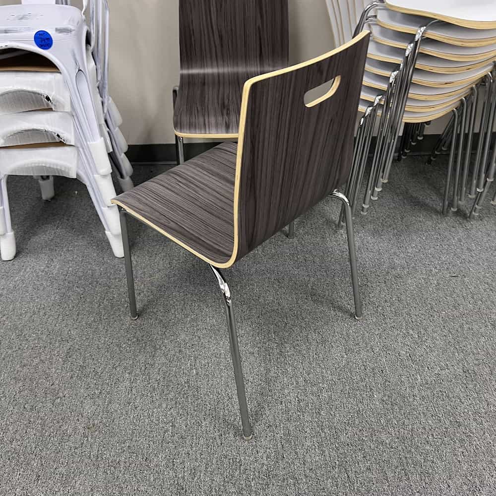 coastal grey wood molded stacking chair modern with chrome legs