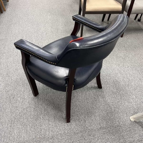 mahogany and blue poker chair