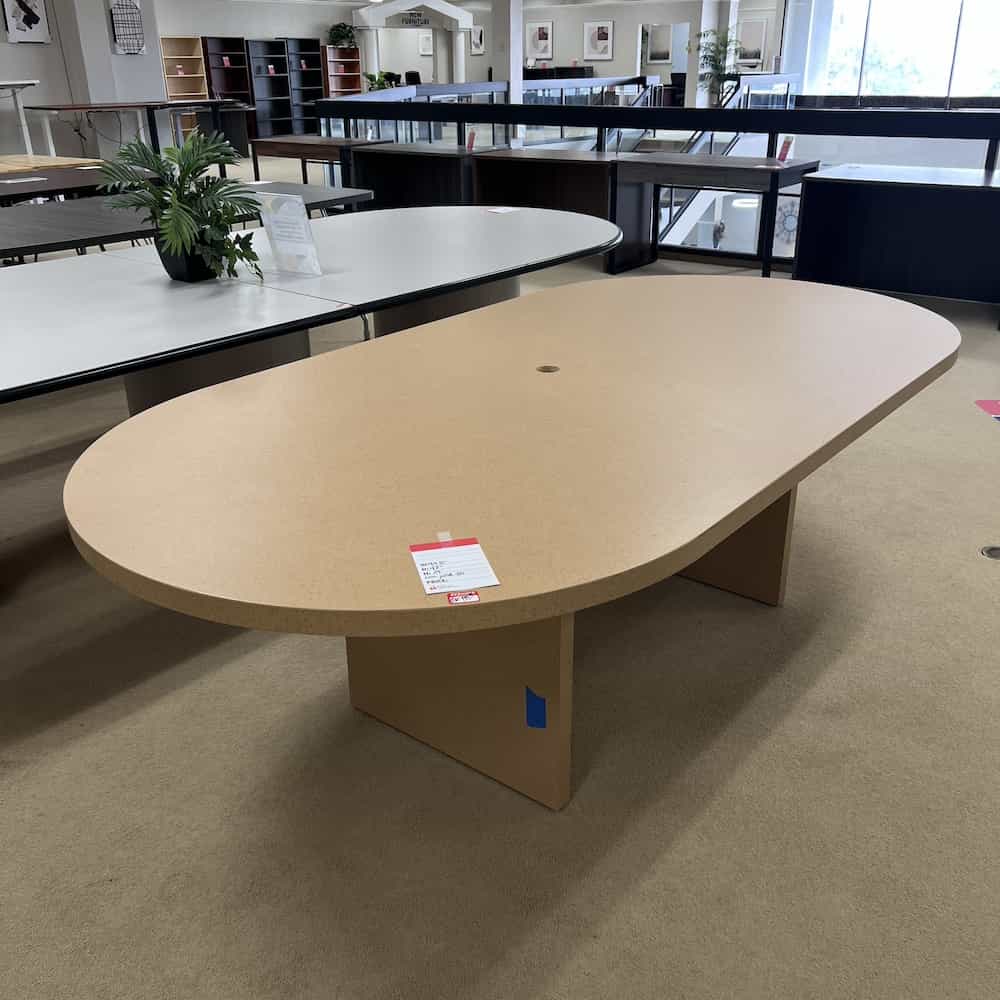 tan laminate racetrack 8 ft conference table used