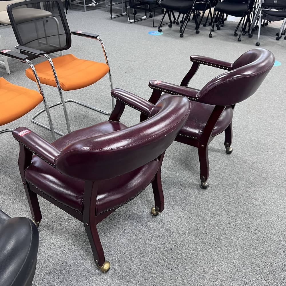mahogany and burgundy rolling poker chair used furniture