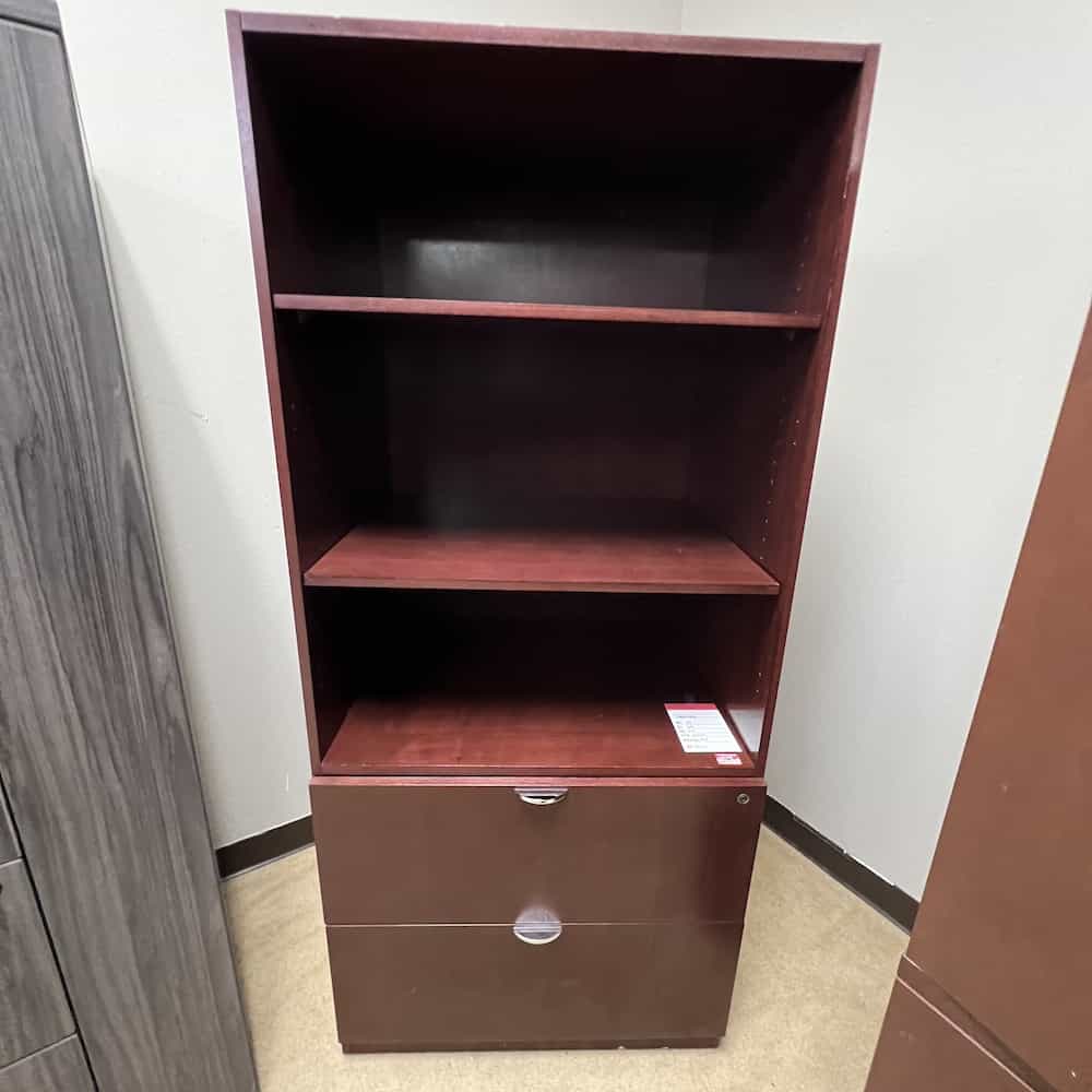 cherry veneer wood 2 drawer lateral with hutch steelcase used