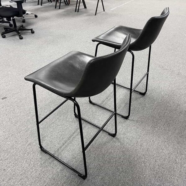 grey vinyl counter height bar stools with black metal bases
