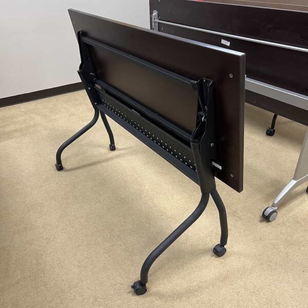 espresso black training table rolling flip nest, 60x24