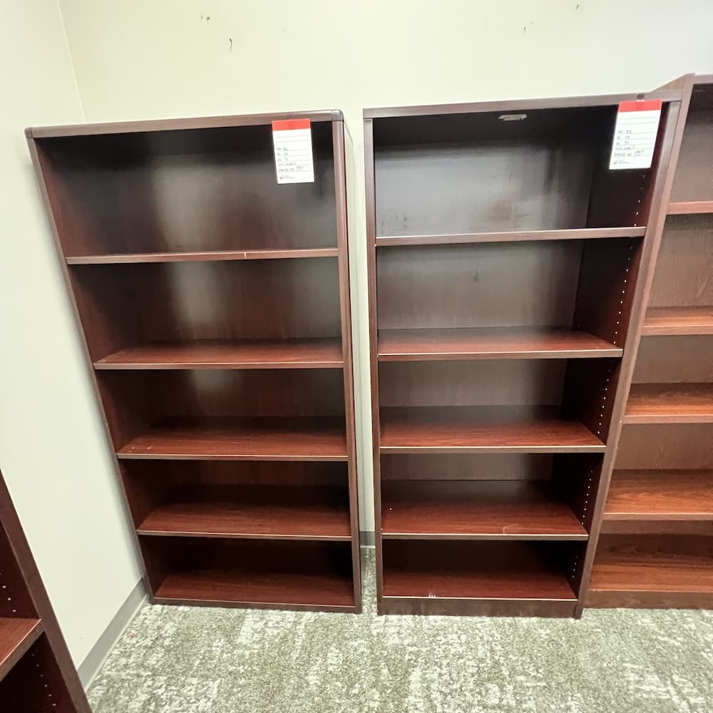 mahogany laminate bookcase 71 tall used