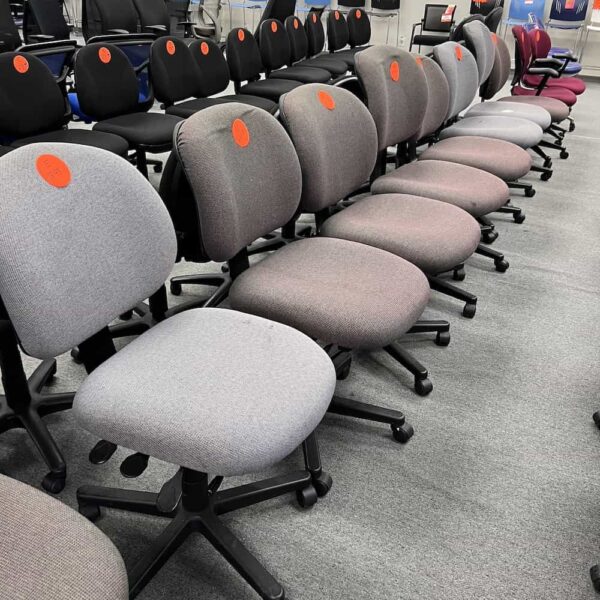 plush armless task chairs used grey taupe