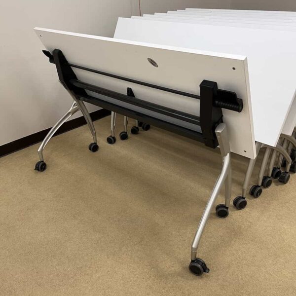 white laminate training table rolling nesting 60x24