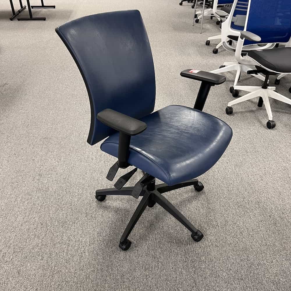 Global Vion Medium Back Multi Tilter Blue and Black Task Chair Office Furniture Liquidations