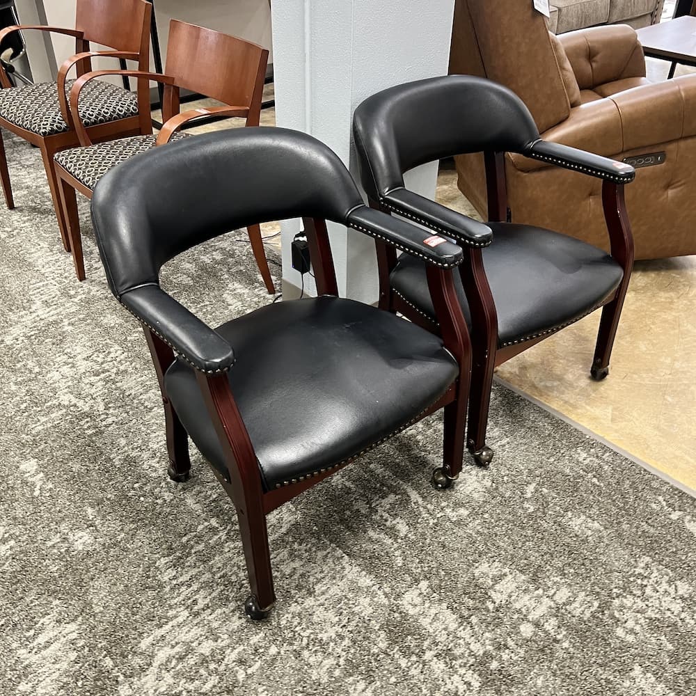 poker chair black vinyl, used office furniture