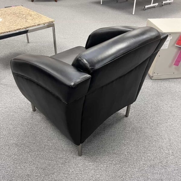 bernhard modern leather black lounge chairs with chrome curved base