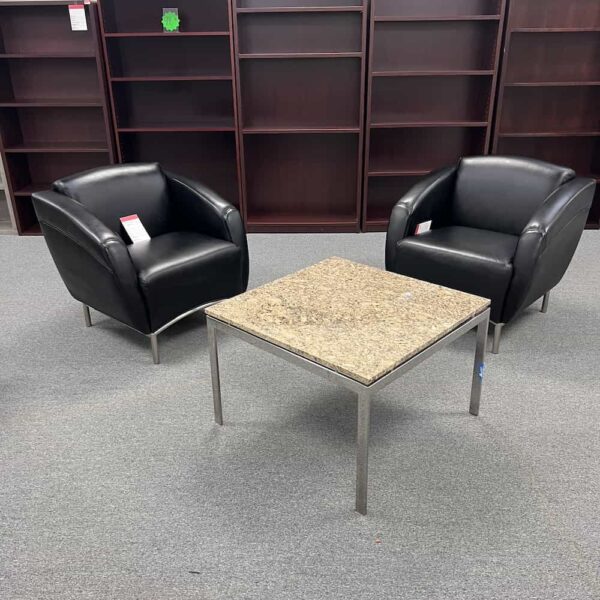 bernhard modern leather black lounge chairs with chrome curved base