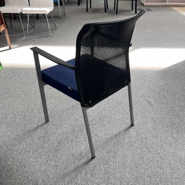 blue upholstered seat with grey mesh back stacking guest chair allsteel