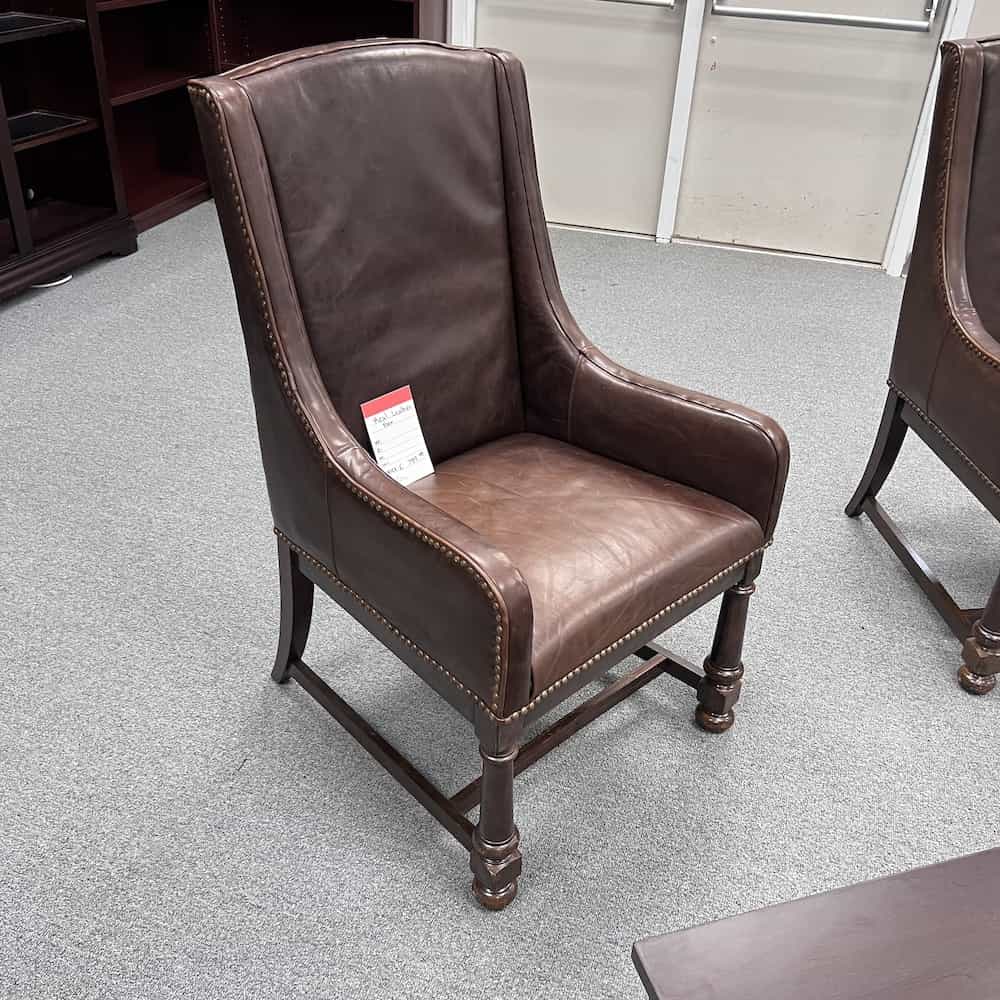 brown leather arm chairs set