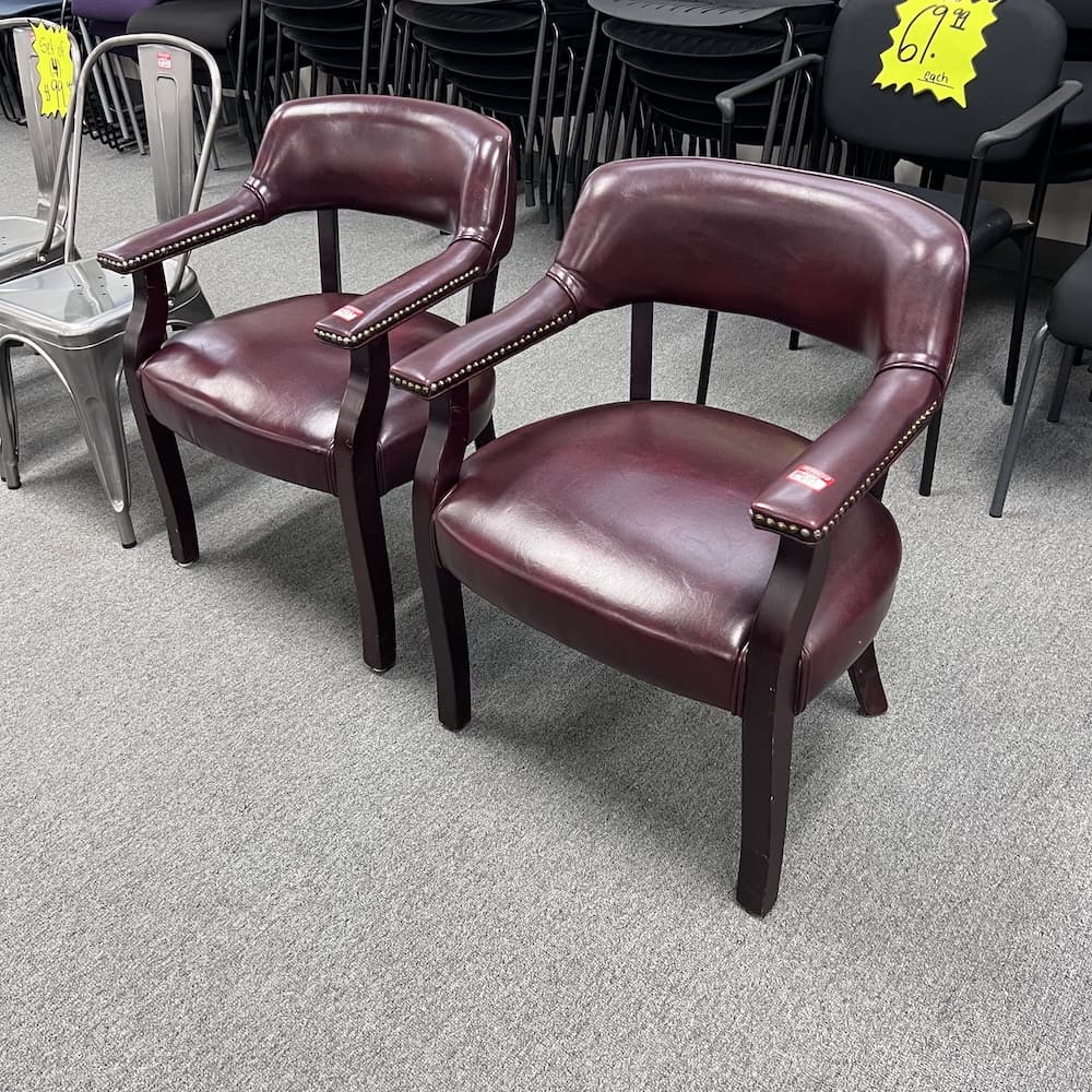 burgundy vinyl poker chairs, guest chairs, used office furniture