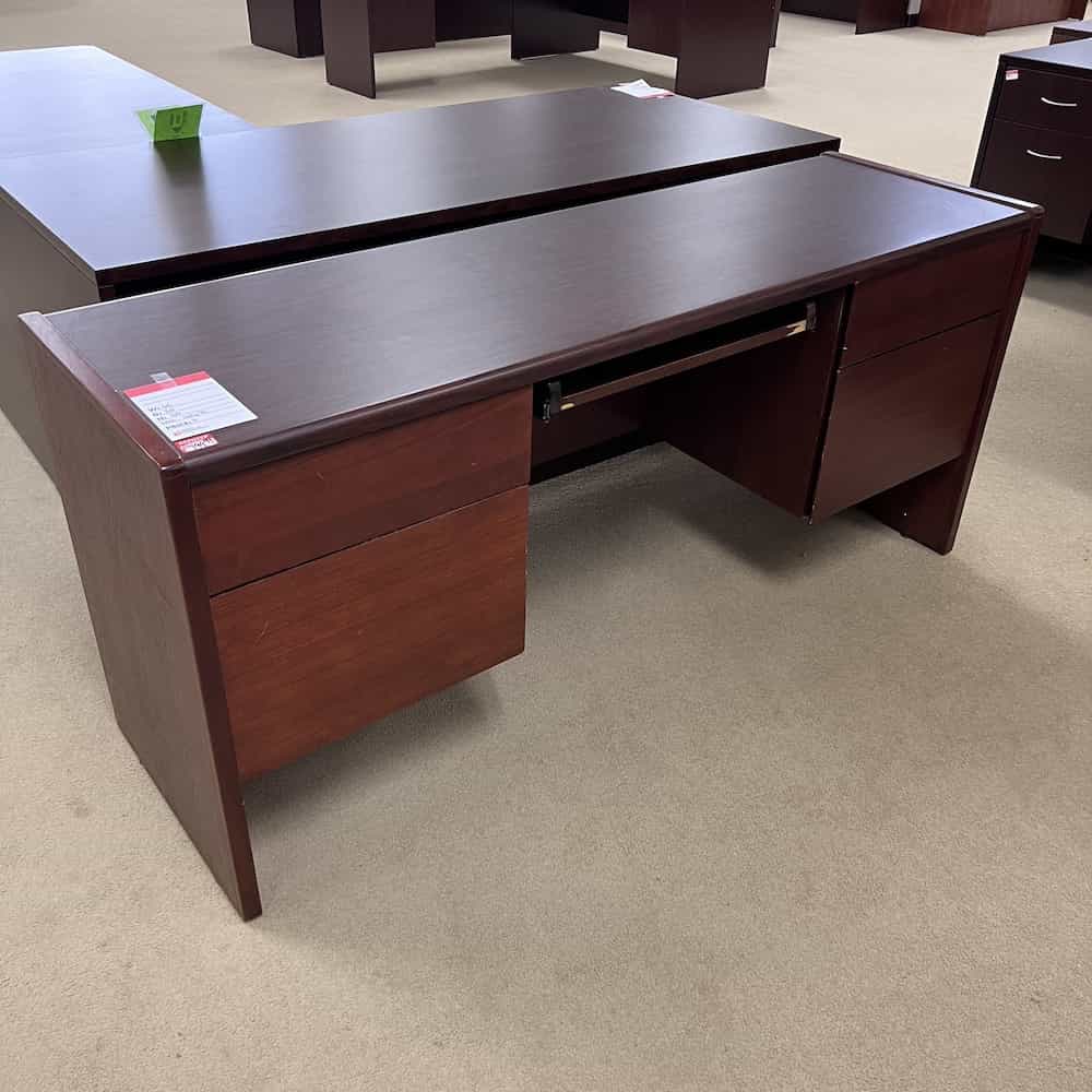 mahogany veneer desk credenza with 2 hanging box files