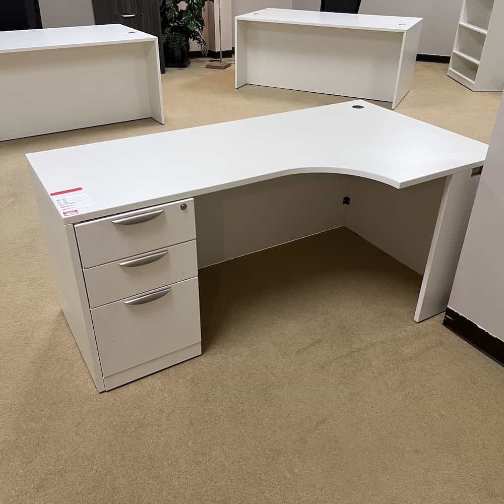 white laminate l-desk porkchop right return with bbf