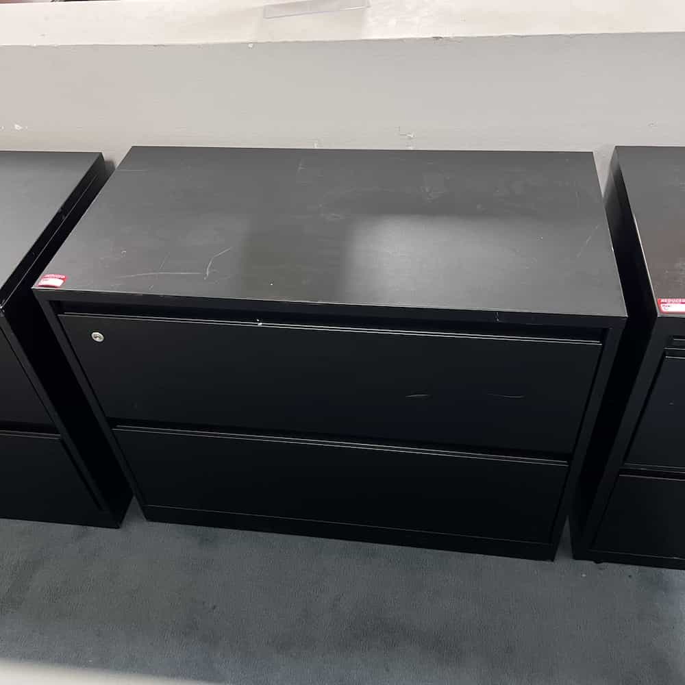 36 W x 28 H Steelcase Black Metal 2 Drawer Lateral Filing Cabinet Office Furniture Liquidations