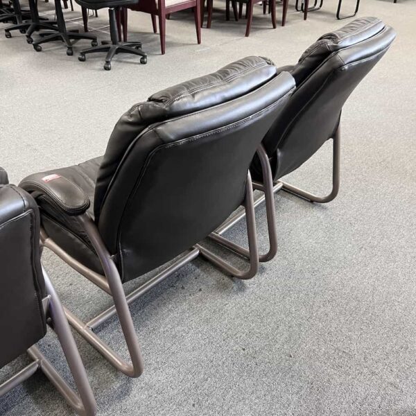 brown leather plush guest chairs used executive