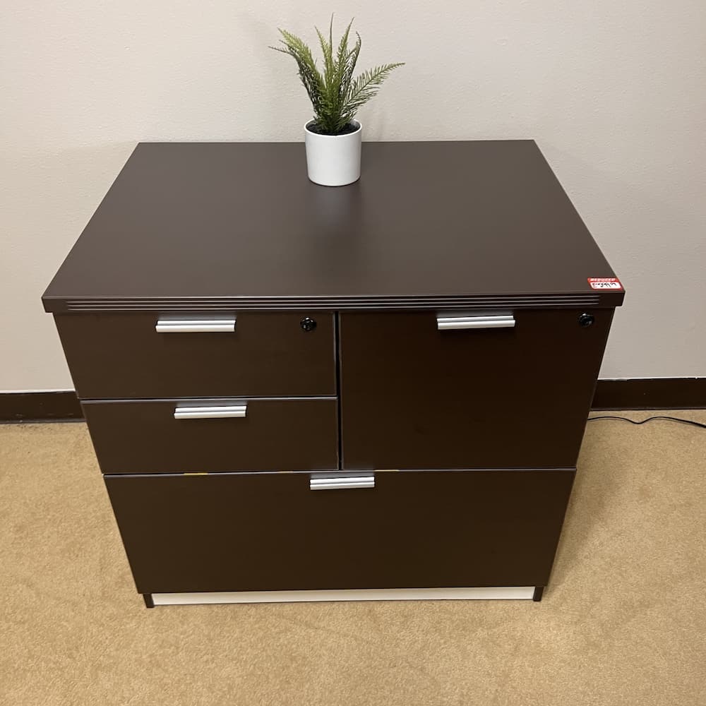 espresso laminate and silver pulls combo file used office furniture