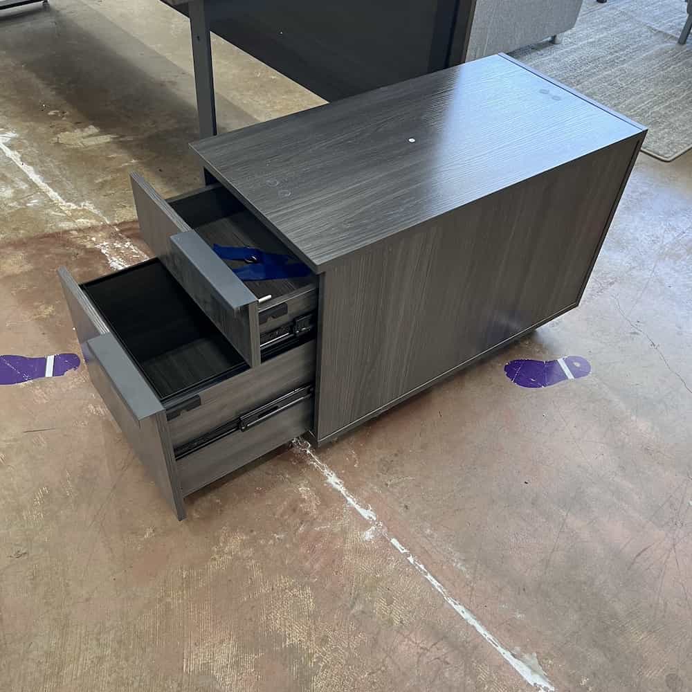 pallisades reception desk grey modern laminate set with rolling box file cabinet
