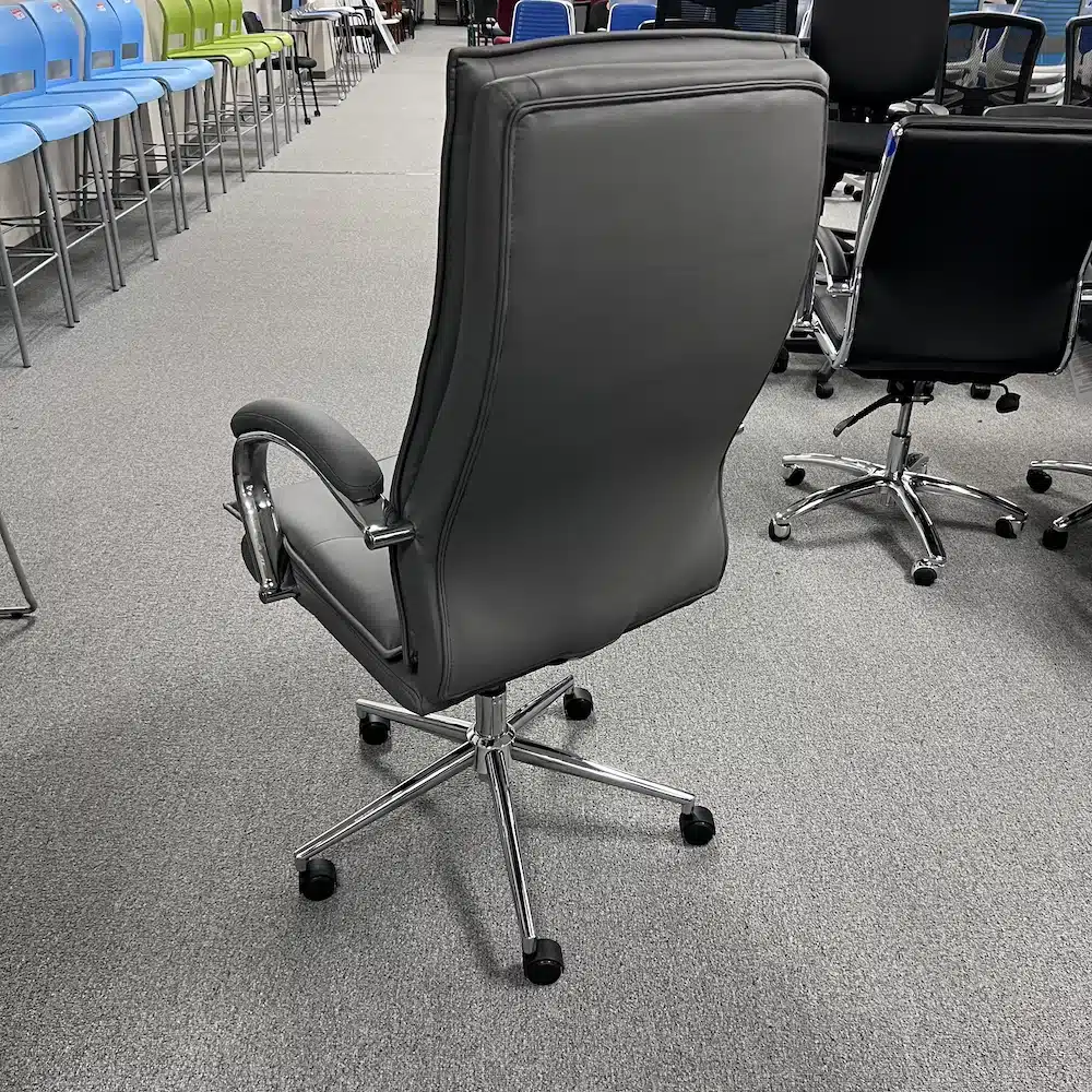 grey vinyl high back chair modern with chrome base