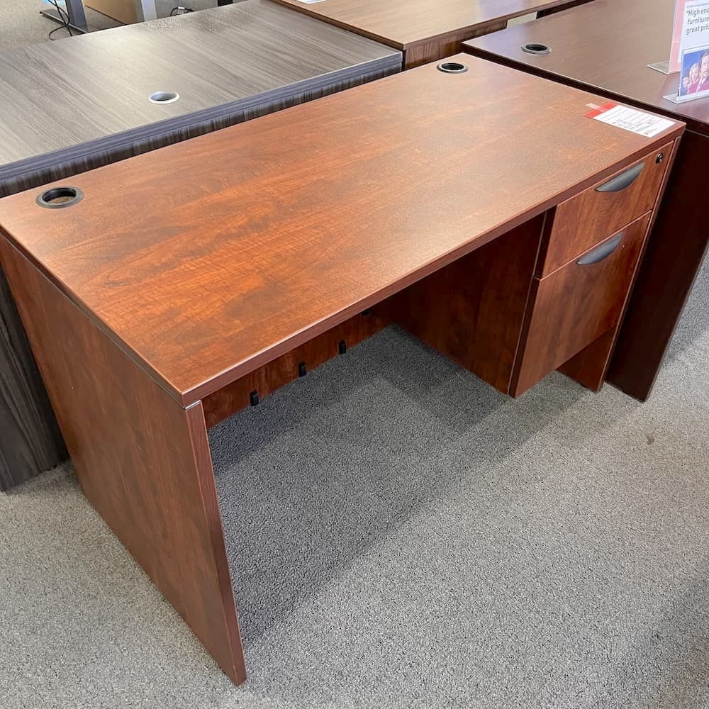 cherry laminate desk 48 x 24, with one hanging box/file