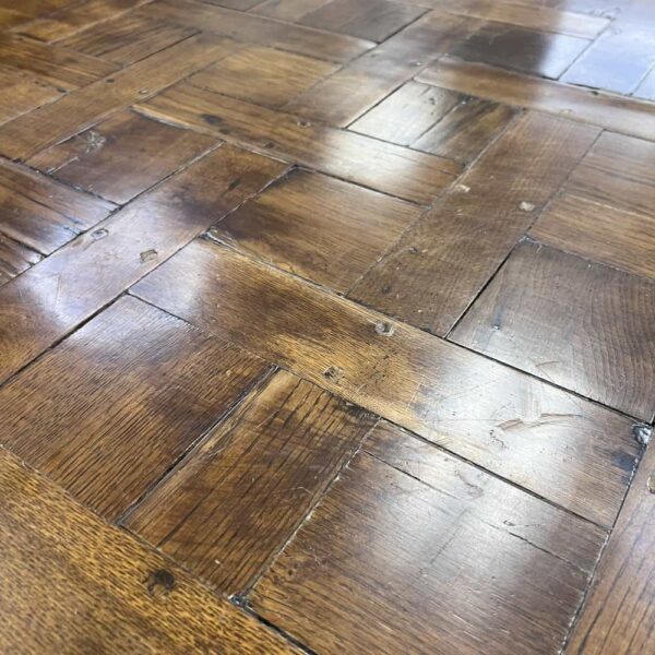 oak french parquetry table detail top