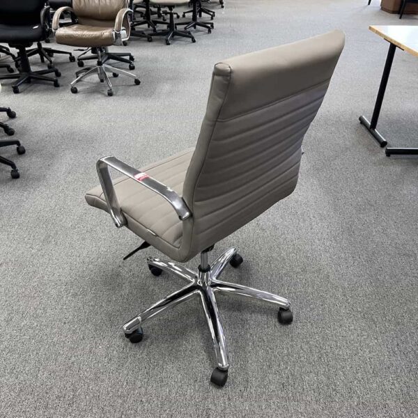 taupe vinyl conference chair modern with chrome arms and base