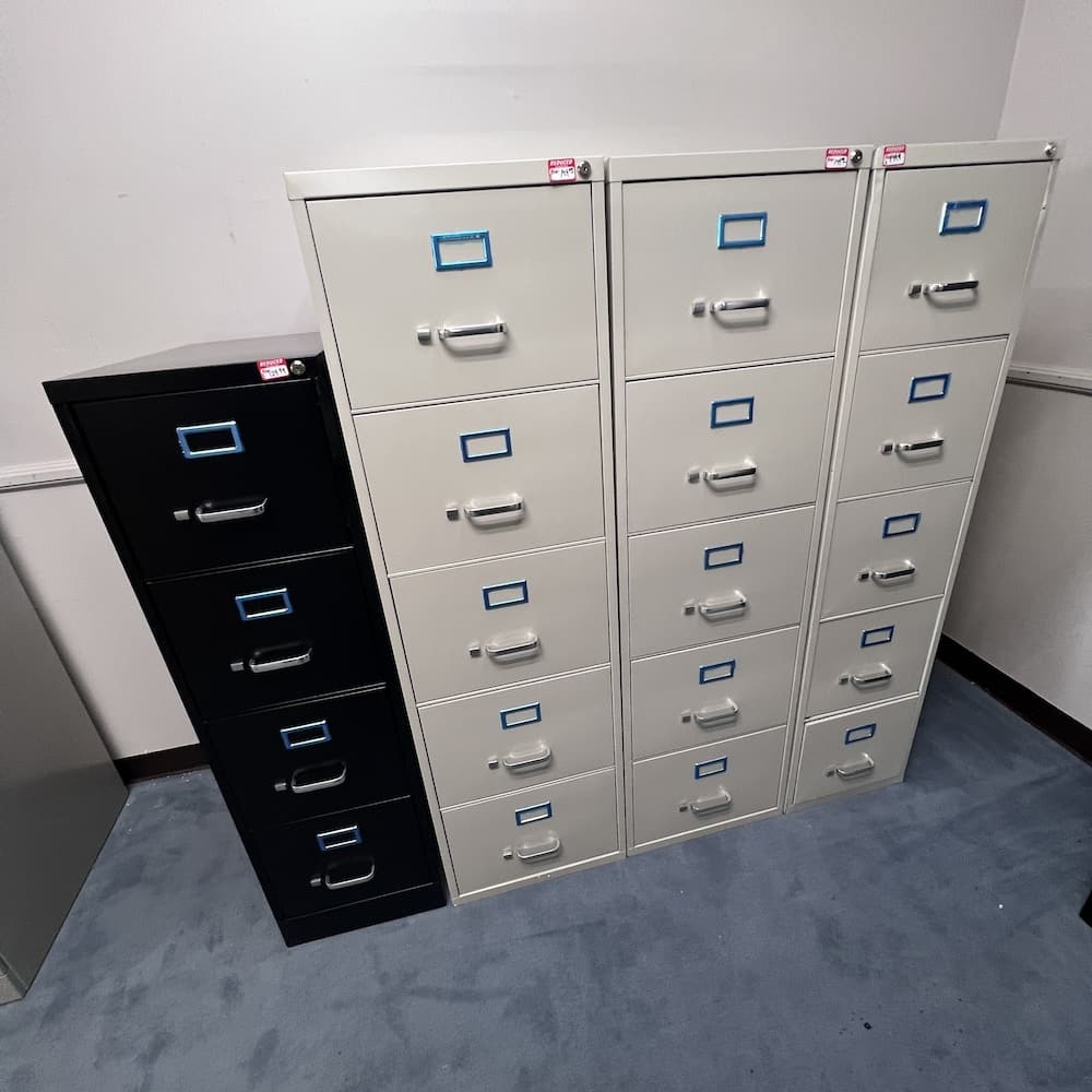 beige metal 5 drawer vertical file cabinets