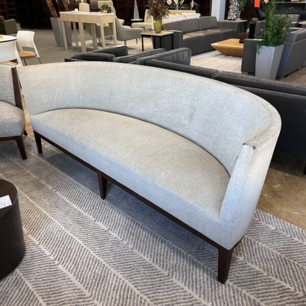 HBF Charlotte sofa couch used half circle crescent beige grey and walnut