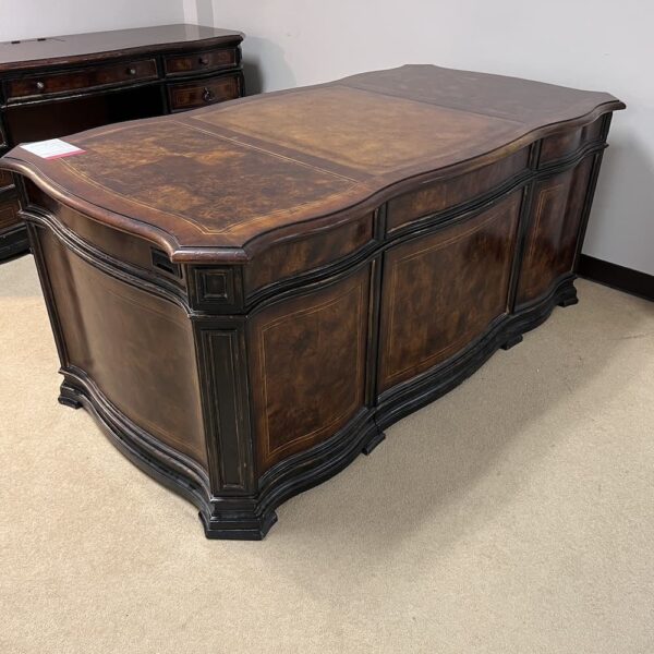 seven seas hooker furniture executive desk traditional ornate veneer wood used office collectors
