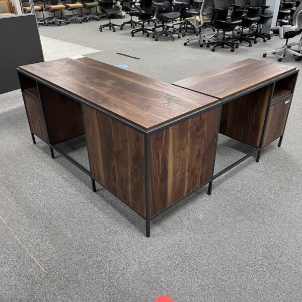 walnut sander l-desk left return industrial style