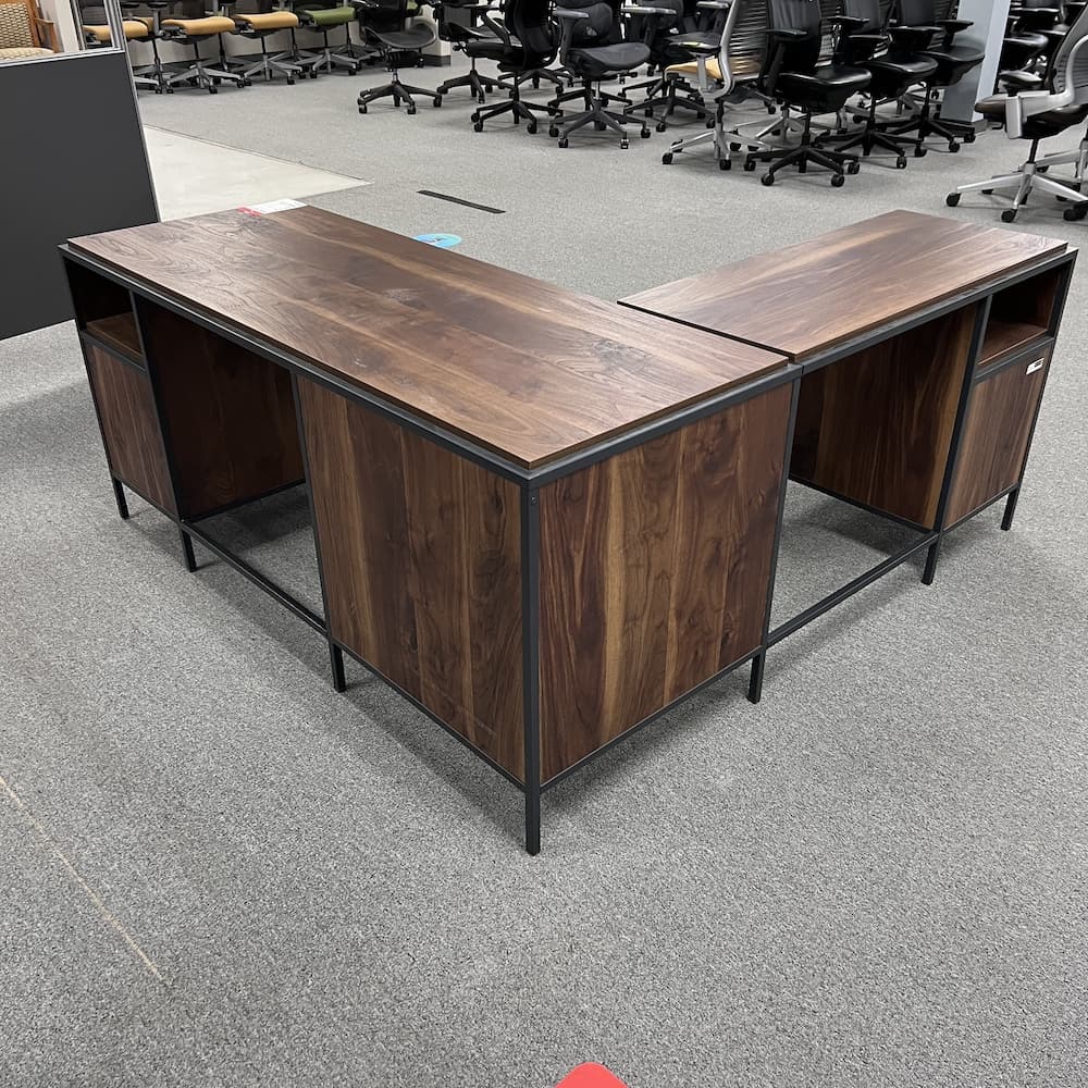 66 x 66 Sauder Nova Loft Walnut L Desk Left Return Office Furniture Liquidations
