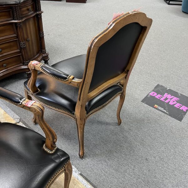 black leather and walnut traditional chair arms used furniture