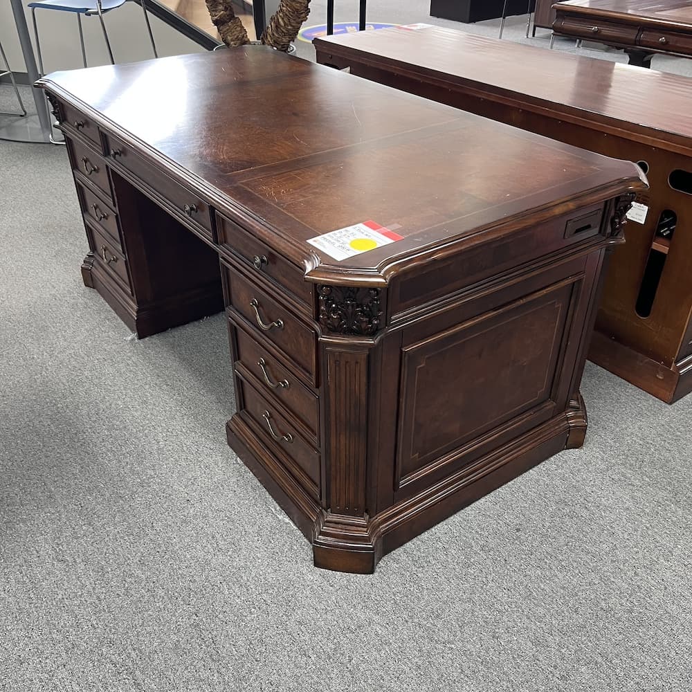 cherry walnut veneer traditional executive desk and 2 drawer lateral set, made by hooker furniture. Used office furniture
