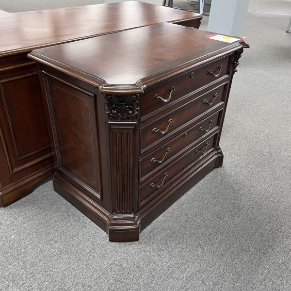 cherry walnut veneer traditional executive desk and 2 drawer lateral set, made by hooker furniture. Used office furniture