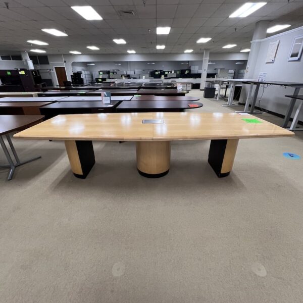 maple veneer wood boat shaped conference table 10 ft OFS used