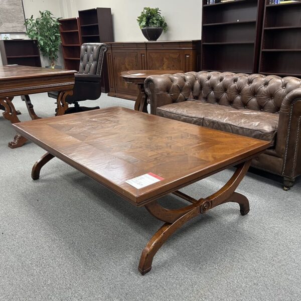 brown inlay vere antichita rectangle coffee table used furniture executive wood Italian renaissance