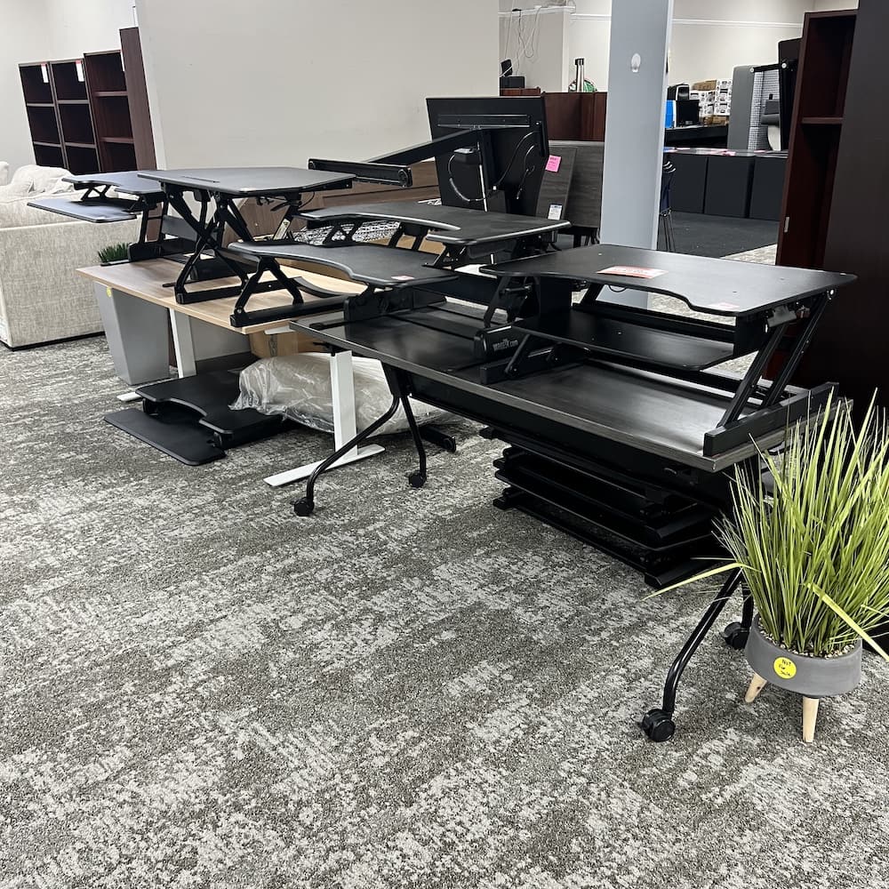 desk riser black vari used furniture office