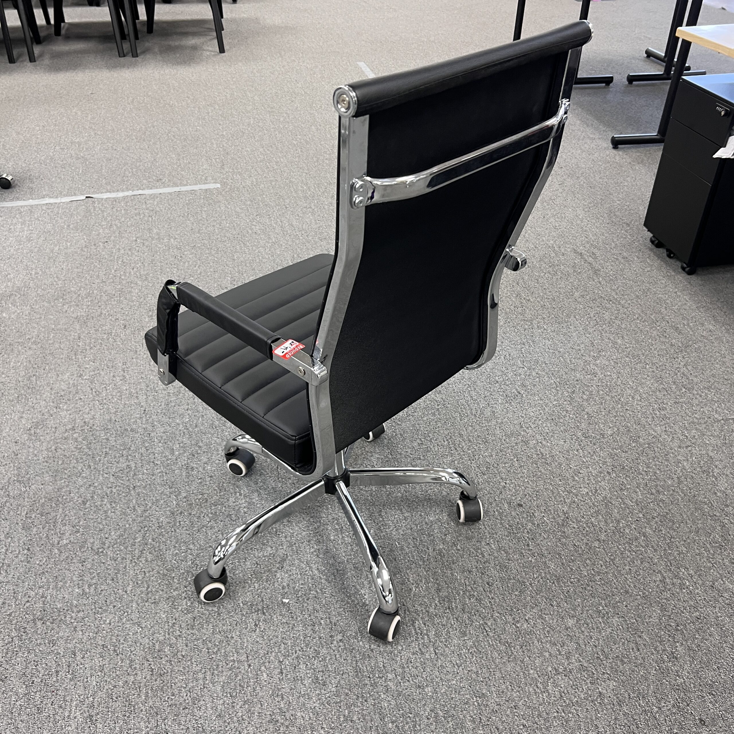 black vinyl high back with chrome base conference chair, used office furniture