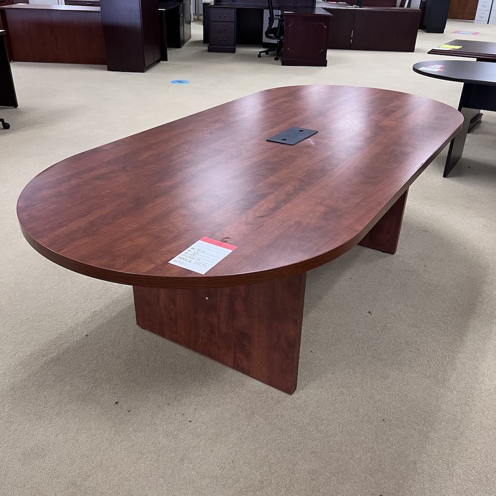 cherry laminate racetrack conference table 8 ft used office furniture