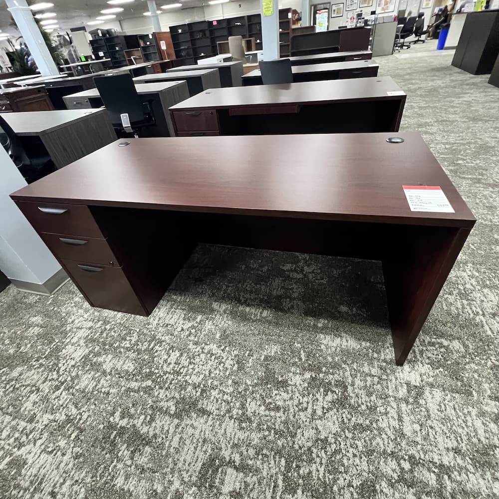 mahognay laminate desk 66x30 with box box file